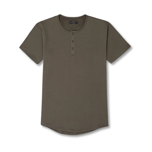 Signature Henley | Curve Hem | Army Green