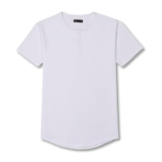 Signature Henley | Curve Hem | Pure White